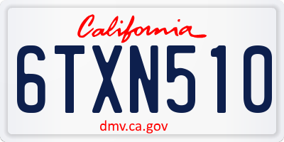 CA license plate 6TXN510