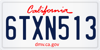 CA license plate 6TXN513