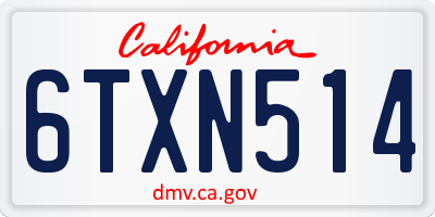 CA license plate 6TXN514