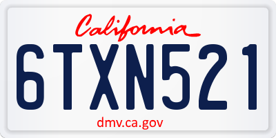 CA license plate 6TXN521