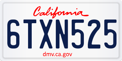 CA license plate 6TXN525