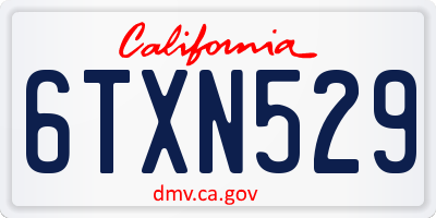 CA license plate 6TXN529