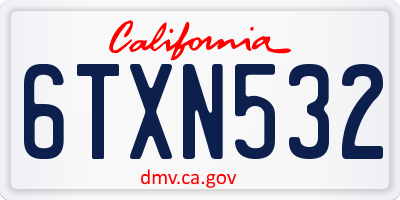 CA license plate 6TXN532
