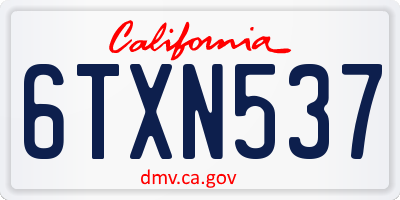 CA license plate 6TXN537