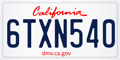 CA license plate 6TXN540