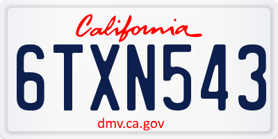 CA license plate 6TXN543