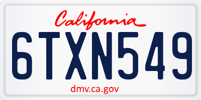 CA license plate 6TXN549