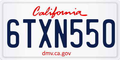 CA license plate 6TXN550