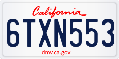 CA license plate 6TXN553