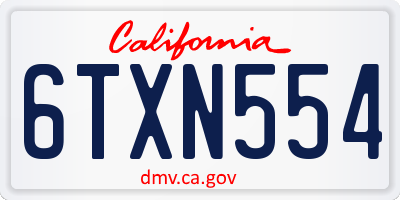 CA license plate 6TXN554