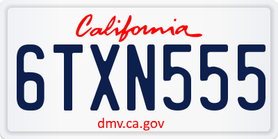 CA license plate 6TXN555