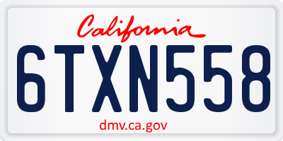 CA license plate 6TXN558