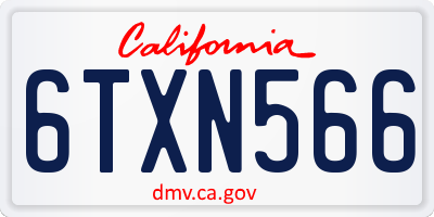 CA license plate 6TXN566