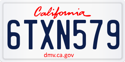 CA license plate 6TXN579
