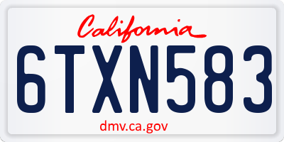 CA license plate 6TXN583