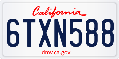 CA license plate 6TXN588