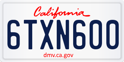 CA license plate 6TXN600