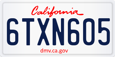 CA license plate 6TXN605
