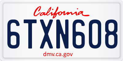 CA license plate 6TXN608