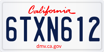 CA license plate 6TXN612