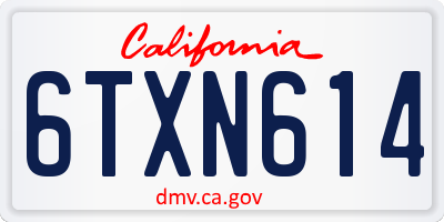CA license plate 6TXN614