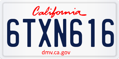 CA license plate 6TXN616