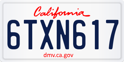 CA license plate 6TXN617