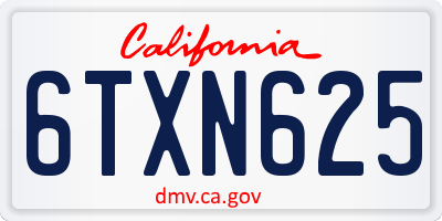 CA license plate 6TXN625