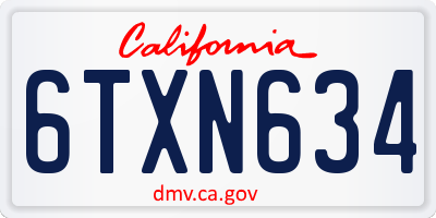 CA license plate 6TXN634