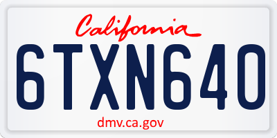 CA license plate 6TXN640