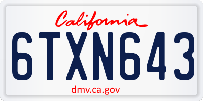 CA license plate 6TXN643