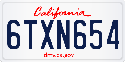 CA license plate 6TXN654
