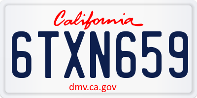 CA license plate 6TXN659