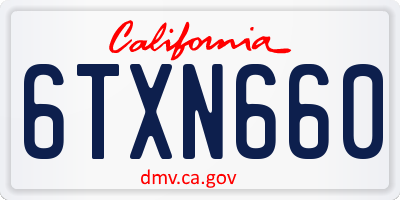 CA license plate 6TXN660