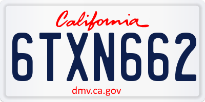 CA license plate 6TXN662