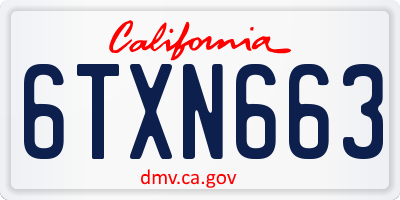 CA license plate 6TXN663