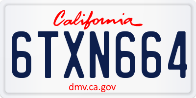 CA license plate 6TXN664