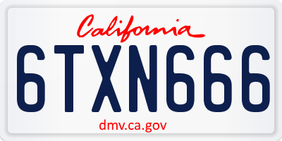 CA license plate 6TXN666