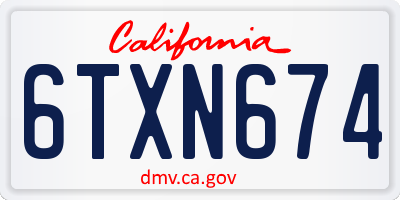 CA license plate 6TXN674
