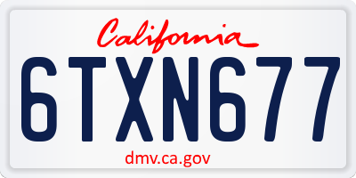 CA license plate 6TXN677