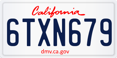 CA license plate 6TXN679