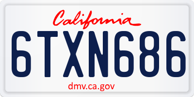 CA license plate 6TXN686