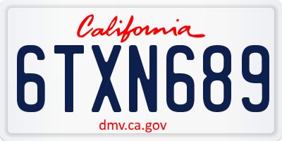 CA license plate 6TXN689