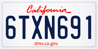 CA license plate 6TXN691