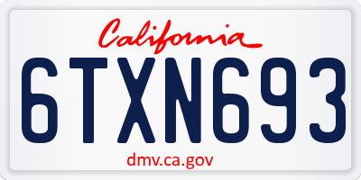 CA license plate 6TXN693