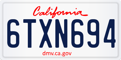 CA license plate 6TXN694