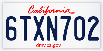 CA license plate 6TXN702