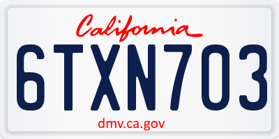 CA license plate 6TXN703
