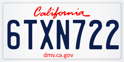 CA license plate 6TXN722