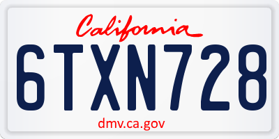 CA license plate 6TXN728